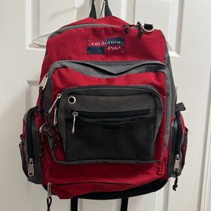 California Pak Carry On Multi Compartments Red /Black Backpack.